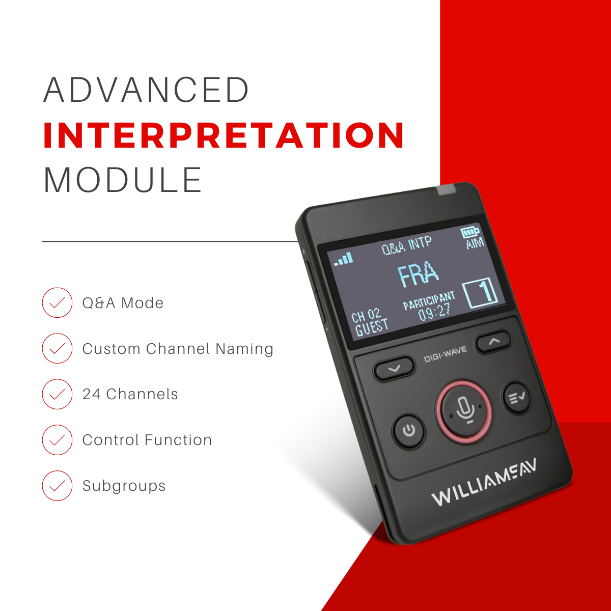 Williams Sound Digi-Wave AIM transceiver tolk 24 kanaler