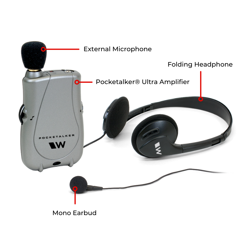 Williams Sound Pocketalker Ultra høreforsterker med tilbehør