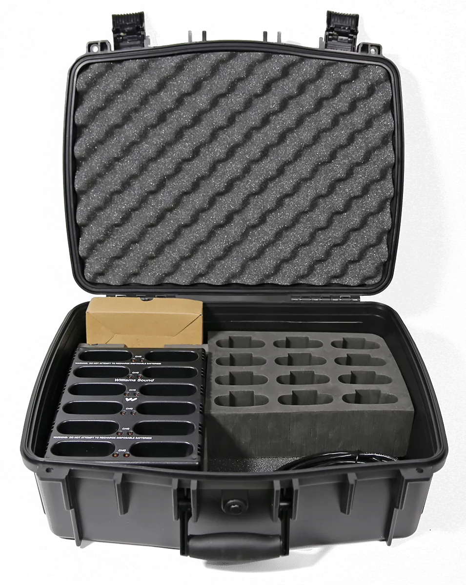 Williams Sound Body-pack 12-bay lader med koffert 100-240V